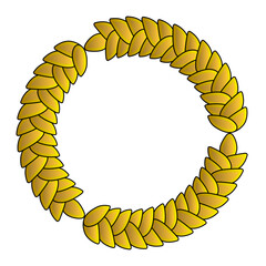 Gold Circle spikelets wreath isolated on a white background