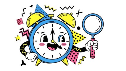 Cartoon Clock Mascot Time Management, Deadline, Cute Illustration