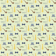 Vintage Hipster Gentleman Accessories Seamless Pattern