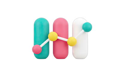 3D Chart with Data Points on White Background