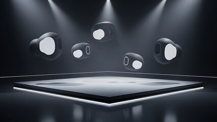 A macro digital design of a sleek stainless steel sink featuring a high-tech metal start button and control switch for a modern steel power system