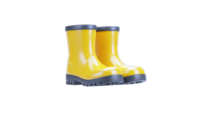 Yellow Rubber Boots Isolated on White Background