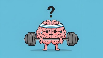 Brain Training, Mental Workout, Fitness, Cartoon Character