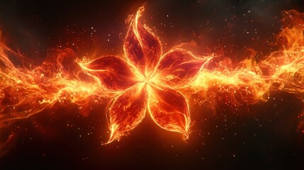 Fiery flower design, abstract flames