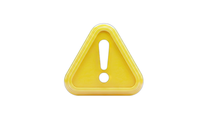 Yellow Warning Sign Isolated on White Background