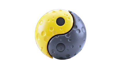 Yin Yang Symbol with Moon Texture on White Background