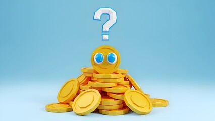 Financial Question Mark Money, Investment, Uncertainty, 3D Render