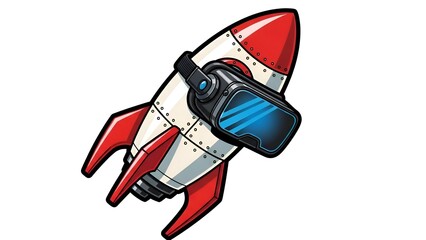 VR Rocket Virtual Reality Startup, Innovation, Technology, Cartoon