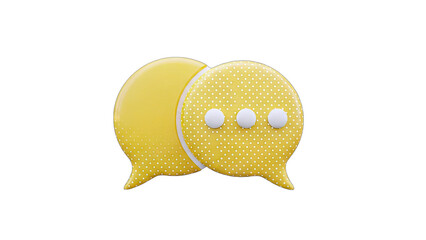 Yellow Chat Bubbles with Dots on White Background