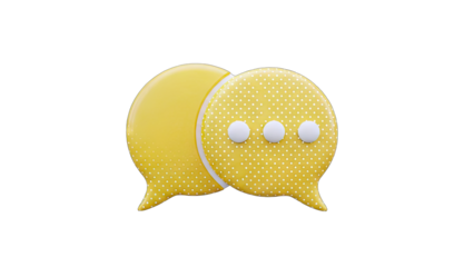 Yellow Chat Bubbles with Dots on White Background
