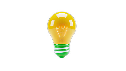 Yellow Light Bulb on White Background