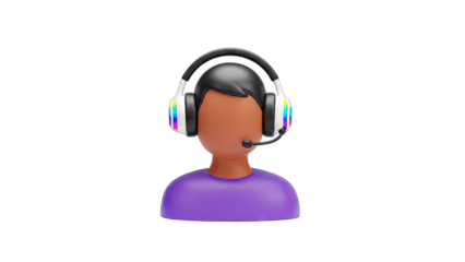 3D Customer Service Representative with Headset on White Background