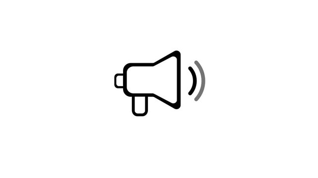 Megaphone with sound waves icon illustrating announcement or public address