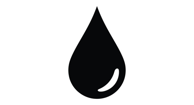 A simple black teardrop shape against a white background a striking visual silhouette