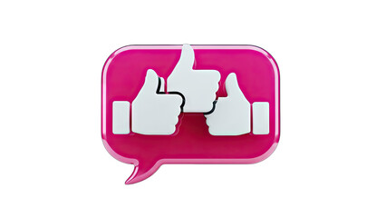 Fototapeta premium Thumbs Up Icons in a Pink Speech Bubble on White