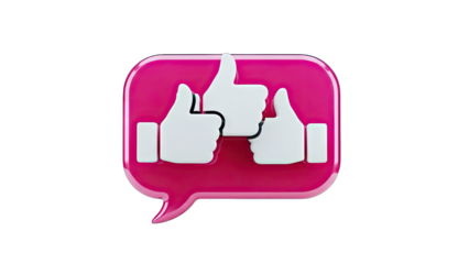 Thumbs Up Icons in a Pink Speech Bubble on White