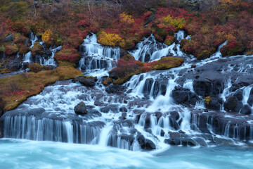 Hraunfossar in autumn