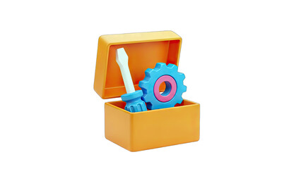 Toolbox with Gear and Screwdriver - Repair Concept