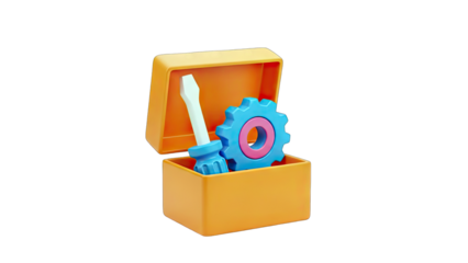 Toolbox with Gear and Screwdriver - Repair Concept