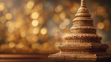 Intricately detailed golden spire with soft bokeh background intricate detail
