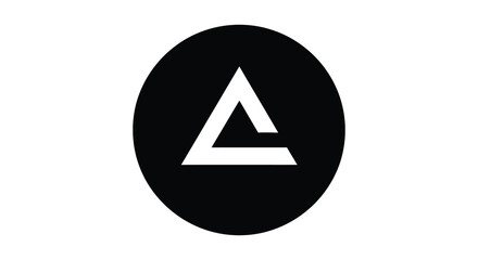 A striking black circle containing a white triangular shape a minimalist graphic design silhouette