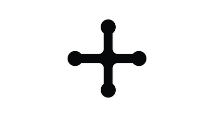 a stark black cross shaped design against a bright white background a simple silhouette