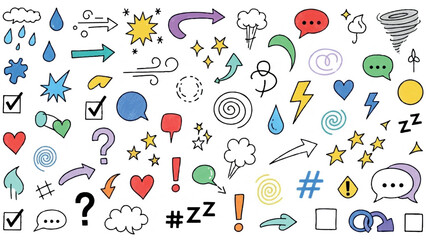 Naklejka premium Collection of Hand Drawn Doodle Icons and Symbols.