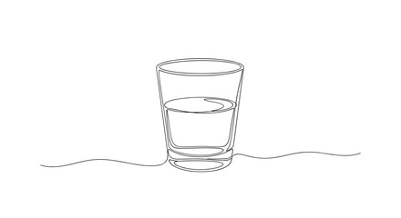 Minimalist One Line Drawing of Glass of Water Vector illustration