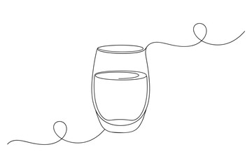 Minimalist One Line Drawing of Glass of Water