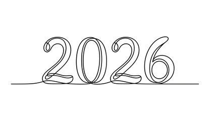 Minimalist One Line Typography of 2026 New Year