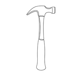 Minimalist One Line Drawing of Claw Hammer Tool Vector