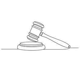 Minimalist One Line Drawing of Judge Gavel