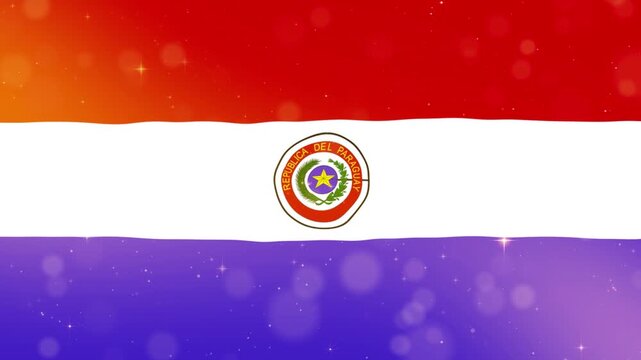 Paraguay Flag Abstract Backdrop with Bokeh Lights