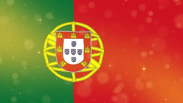 National Flag of Portugal with Festive Bokeh Lights