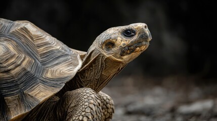 Close-Up of a Longevous Tortoise in Natural Habitat Setting