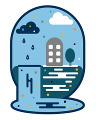 Vector illustration of Microplastics have been found everywhere  in the environment, depicted as an abstract landscape style.