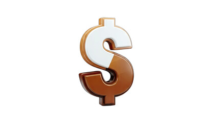 Obraz premium 3D Dollar Sign with White and Brown Color on White Background