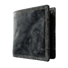 A stylish black wallet made from high-quality leather. or transparent background