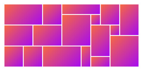 Geometric shapes bento grid layout template with modular blocks for UI UX design social media posts website backgrounds and modern digital branding presentations