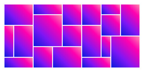 Bento style grid layout template with geometric shapes and abstract blocks designed for modern UI UX interfaces digital products and creative web design systems