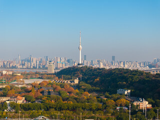 Fototapeta premium Autumn skyline views of Wuhan, Hubei, China