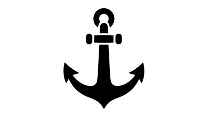 Simple Black Anchor Icon Vector Graphic.