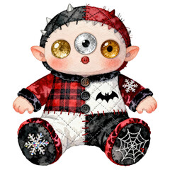 A captivating handcrafted monster doll, with an enchanting appeal and an eccentric design in a gothic style.