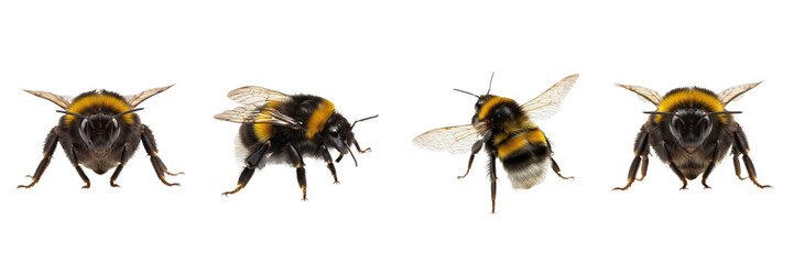 Bombus Set Isolated on Transparent PNG Background, bumblebee png, flying bumblebee © Chr