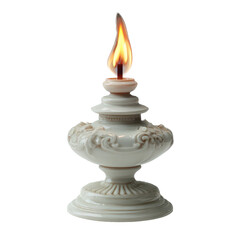 Elegant oil lamp with a steady flame, enhancing cozy ambiance. or transparent background