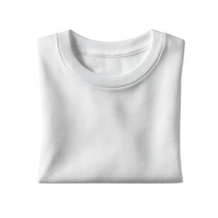 Folded white t-shirt on a clean surface, perfect for any outfit. or transparent background