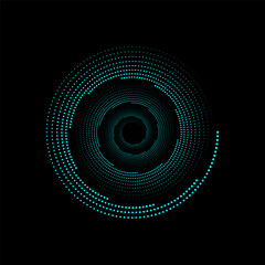 Halftone dots circle. Fibonacci Sequence - design element
