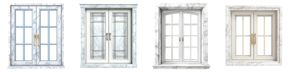 Fototapeta premium Four Isolated Marble with Various Designs on White Background