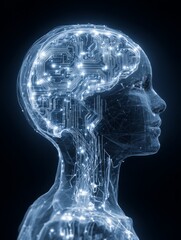 Obraz premium Digital Humanoid with Circuit Brain and Neural Network