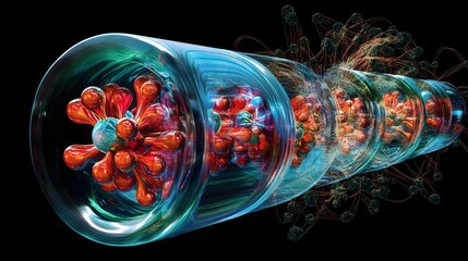 Diverse young professionals collaborate closely in a dimly lit modern office setting focusing on a shared project task